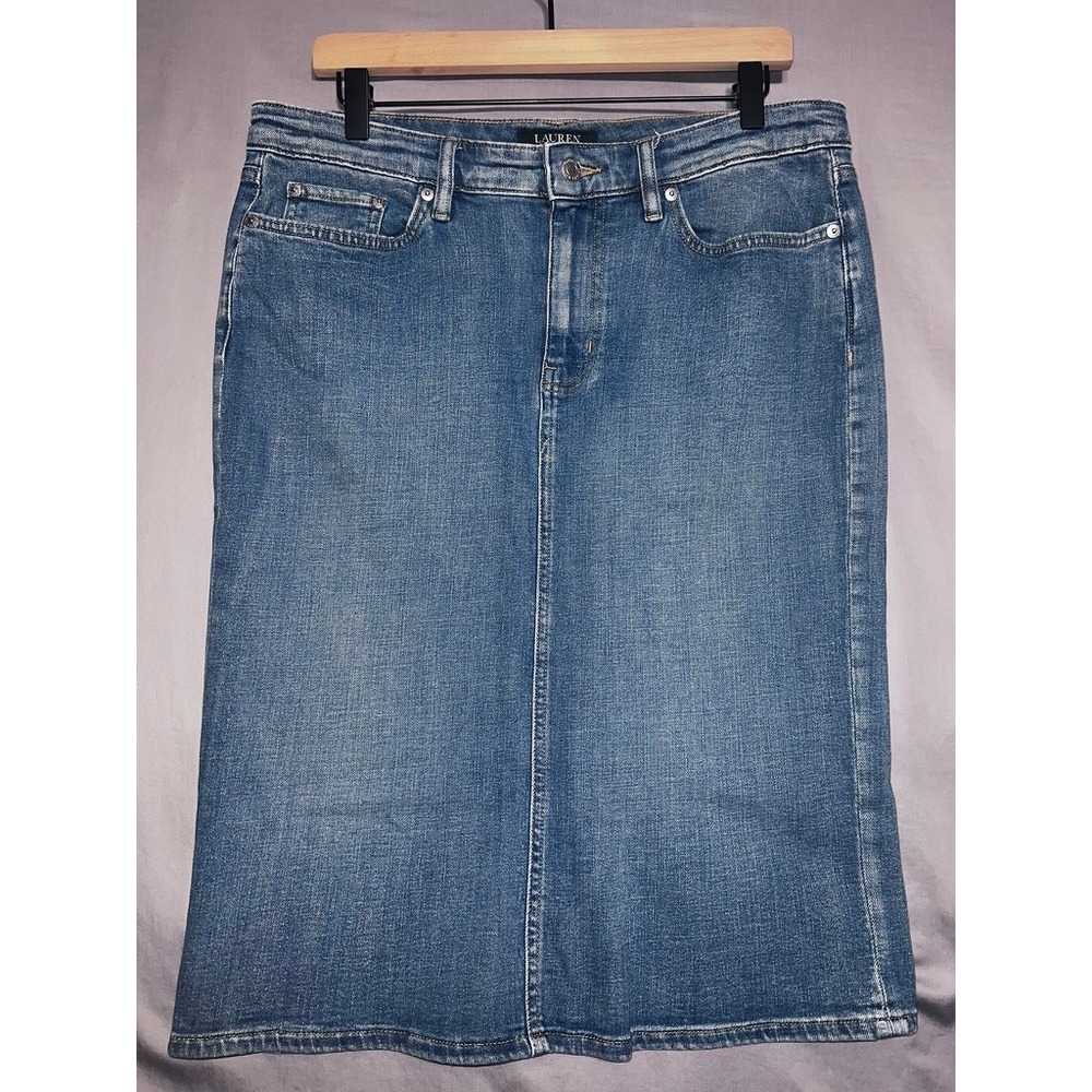 Lauren Ralph Lauren Denim Pencil Skirt Medium Wash Blue Size 6 Knee Length